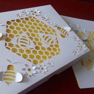 SVG Pop Up Honeycomb Box Paper Cut Art, Bee nest Pop Up, DIY, SVG, Cutting file