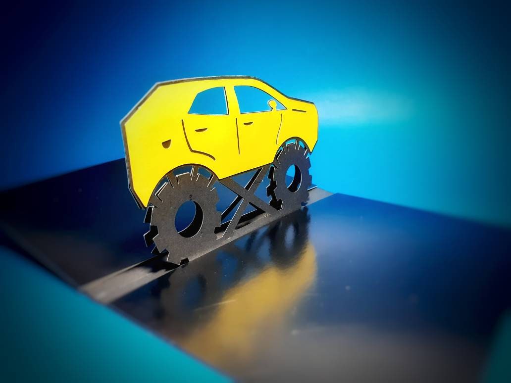 SVG Pop up Monster Truck Fold Card Template Boy Invitations Etsy