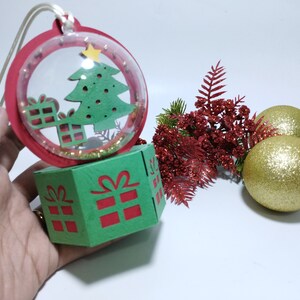 SVG Snow Globe Ornament Ball Gift Box Christmas Tree Gift Svg Cut Files ...