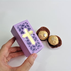 SVG Schnittdatei Schokoladen-Geschenkbox Kreuz SVG Mini Süßigkeitenhalter Schnittdatei Cricut Vorlage Ostern svg Erstkommunion Gedenkgeschenk Cameo Laser Cut