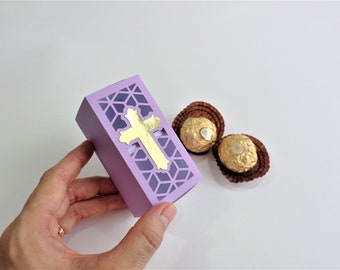 SVG Cut File Chocolate Gift Box Cross SVG Mini Candy Holder Cut File Cricut Template Easter svg First Comunion Memorial Gift Cameo Laser Cut