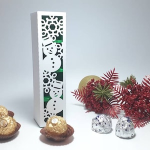 Boîte cadeau chocolat bonhomme de neige SVG, fichiers découpés SVG, porte-bonbons, modèle Cricut, boîte à friandises de Noël DXF, boîte à bonbonnière, cadeau de Noël
