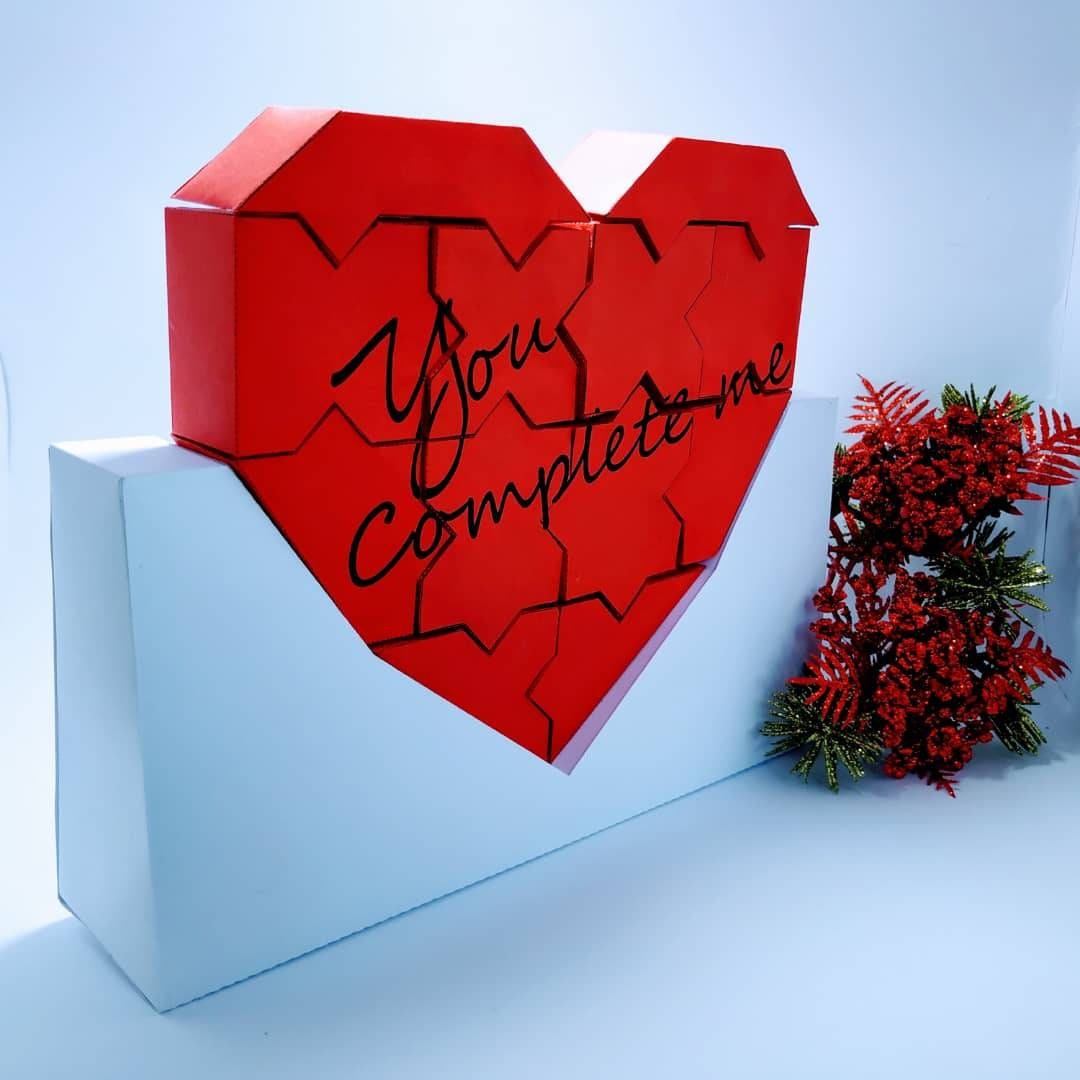 3D Heart 3D Puzzle Heart 3D Paper Craft Template SVG AI - Etsy