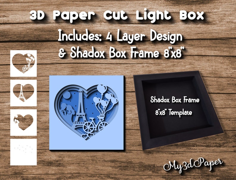 Download Clip Art Shadow Box Svg 3d Layered Svg Eiffel Tower Paper Cut Light Box Shadow Box Frame 8x8 Included Cricut Svg Template Silohuette Laser Cut Art Collectibles