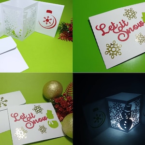 SVG Pop Up Christmas Card Template 3D Paper Lanter Tealight Card Box Cricut Template 3D Paper Craft Centerpiece cutting file DXF DIY