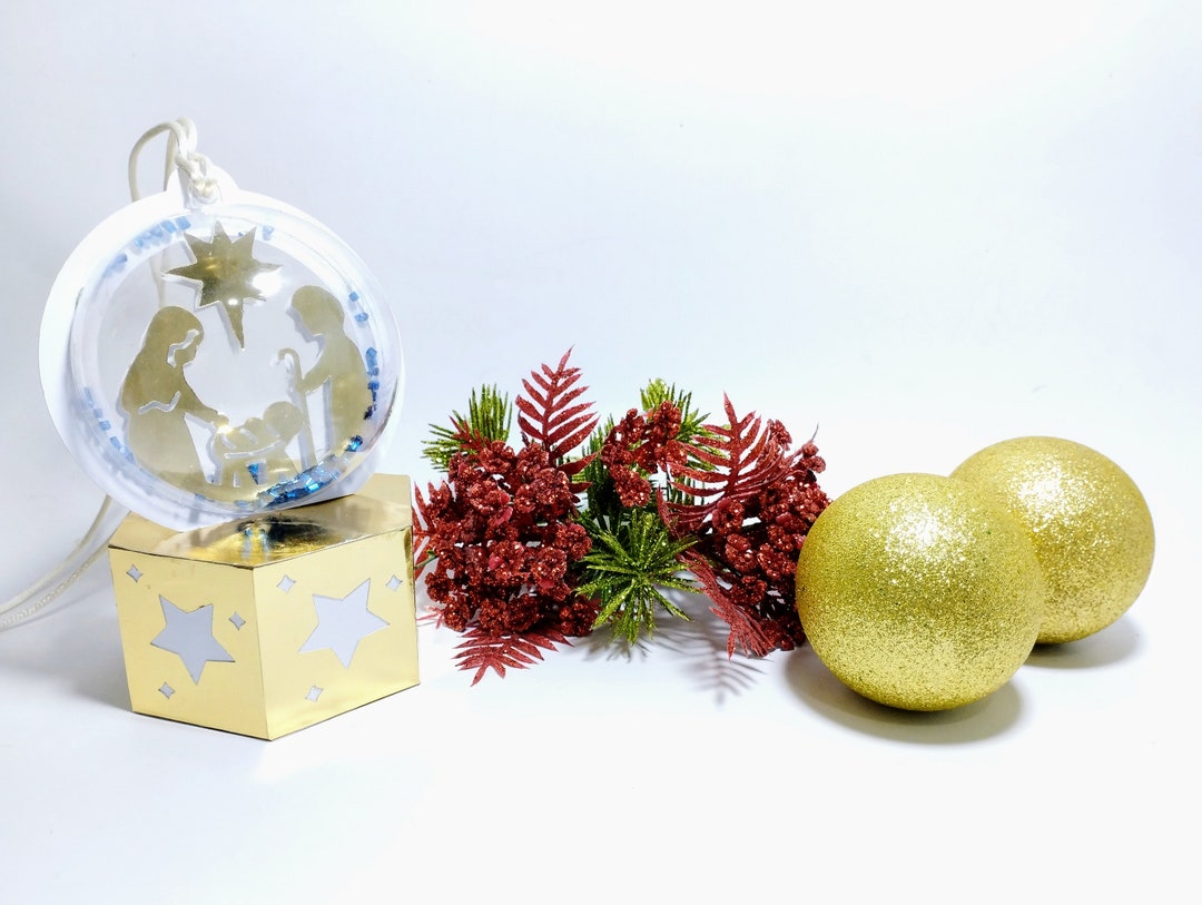 SVG Snow Globe Ornament Ball Gift Box Nativity Scene Svg Cut Files ...