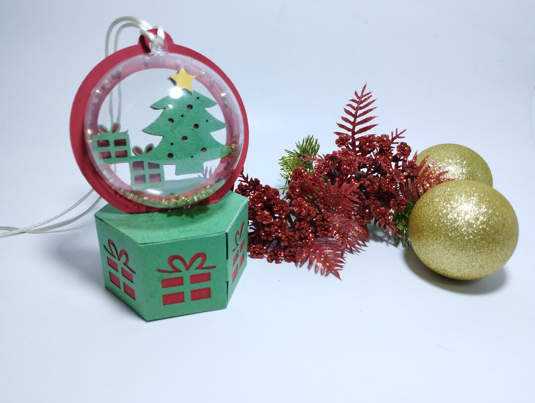 SVG Snow Globe Ornament Ball Gift Box Christmas Tree Gift Svg Cut Files ...