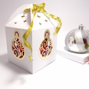 Weihnachtsschmuck-Box SVG-Vorlage Kugel 80 mm Weihnachtsschmuck-Geschenkbox SVG-Schnittdatei für Cricut-Vorlage Silohuette Laser-Cut-Datei