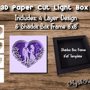 Shadow Box SVG 3D Layered SVG Bride and Groom Paper Cut Light Box