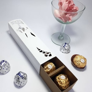 Arquivo de corte SVG Caixa de presente de chocolate Porta-doces de casamento Arquivo de corte Modelo Cricut Caixa de lembrancinhas de casamento dxf Caixa de bombons Dia dos Namorados
