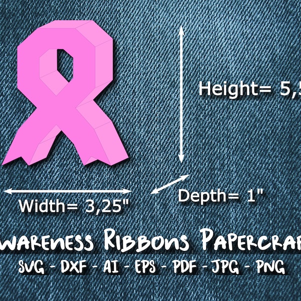 Awareness Ribbon SVG, 3D Papercraft DIY, Cancer Ribbons Svg, Cutting file for Cricut, Dxf, Silohuette