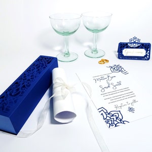 Set Hochzeitseinladungsbox und Tischkarte SVG, Marokkanische Hochzeit, Hochzeitsgeschenkboxen Candy Box Hochzeitsgeschenk Namenskartenvorlage SVG