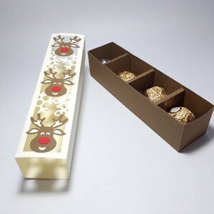 SVG Rendier Rudolph Chocolade Geschenkdoos SVG Cut Bestanden Snoephouder Cricut Sjabloon Kerst Traktatiedoos dxf Bonbonniere Doos Kerst Gunst