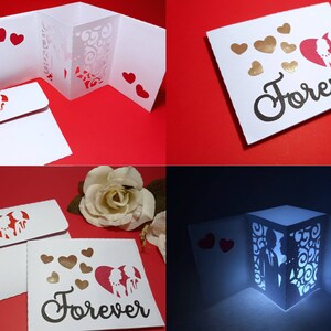 SVG Pop Up Bride and Groom Card Template 3D Paper Lanter Tealight Card Box Cricut Template 3D Paper Craft Centerpiece cutting file DXF  DIY