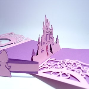 SVG Princess Invitations Tri Fold Template SVG Cut File for Cricut Envelope Card Cutting File Silhouette Cameo Laser Cut