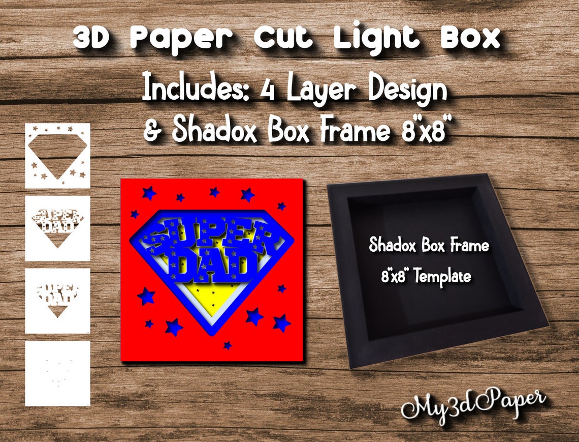Download Shadow Box SVG 3D Layered SVG Fathers Day Super Dad Svg ...