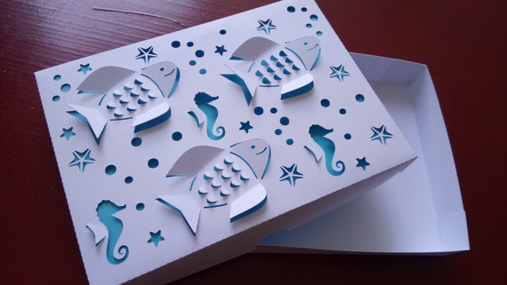 Download Gone Fishing Svg 3d Fish In The Sea Paper Cut Art Pop Up Etsy