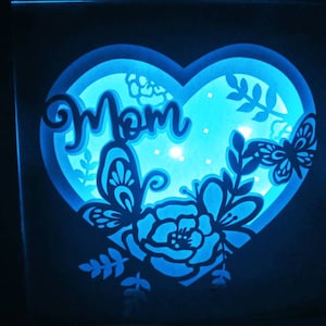 Schaduwdoos SVG 3D gelaagde SVG Moederdag vlinder papier gesneden lichtbak Schaduwdoos frame 8"x8" inbegrepen Cricut SVG Silohuette lasergesneden