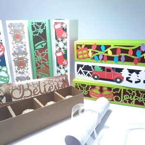 Set 8 SVG Weihnachten Schokolade Geschenkbox Svg Schnittdateien Süßigkeitenhalter Cricut Vorlage Weihnachts-Leckerli-Box dxf Bonbonniere Box Weihnachtsgeschenk