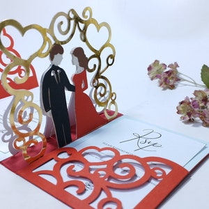 SVG Cricut JOY Mini Pop Up Wedding Bride and Groom Swirly Invitation Template Tri Fold Swirly Invitations Wedding SVG Cut File Cricut Cameo