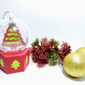 Boule de neige SVG, boîte cadeau, arbre de Noël, fichiers découpés SVG, porte-bonbons, modèle Cricut, boîte à friandises de Noël