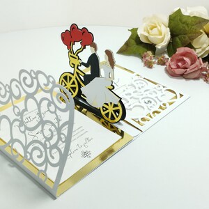 SVG Wedding Invitations Tri Fold Template Wedding Bike Cut File for Cricut Maker Explore Silhouette Cameo Laser Cut