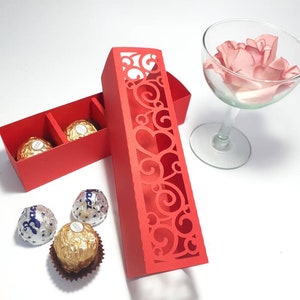 Fichier de découpe SVG Coffret cadeau chocolat Porte-bonbons Fichier de découpe Cricut Modèle Boîte de faveur de mariage dxf Boîte à bonbonnière Saint Valentin