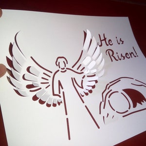 SVG Easter He is Risen Paper Cut Art Template Box Empty Tomb Papercraft Pop Up DIY Cutting File Cricut  Dxf silohuette