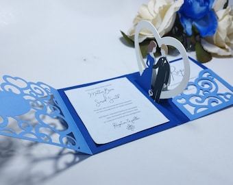 SVG Cricut JOY Mini Pop Up Wedding Bride and Groom Heart Invitation Template Tri Fold Swirly Invitations Wedding SVG Cut File Cricut Cameo
