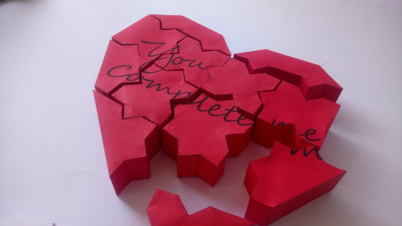 3d heart 3d puzzle heart 3d paper craft template svg ai etsy