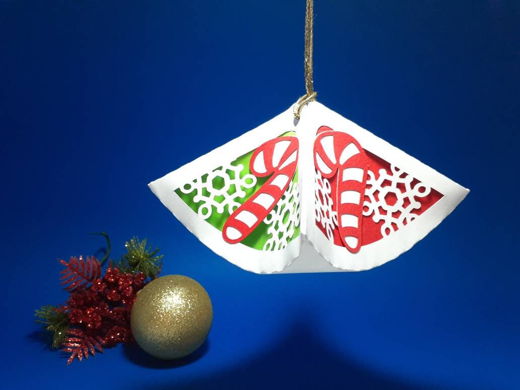 Download Svg Candy Cane Christmas Ornament Box Cricut Lantern 3d Paper Etsy