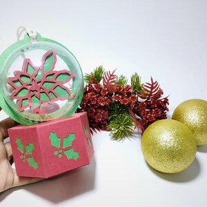 SVG Snow Globe Ornament Ball Gift Box Christmas Flower Svg Cut Files ...