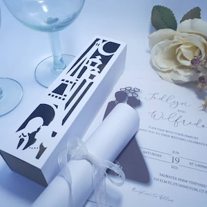SVG Wedding Invitation Box Eiffel Tower Template Wedding Favor Boxes Cricut Cutting File Dxf Silohuette Laser Cut Valentines day Svg
