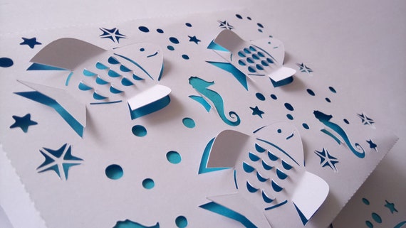 Download Gone Fishing Svg 3d Fish In The Sea Paper Cut Art Pop Up Etsy