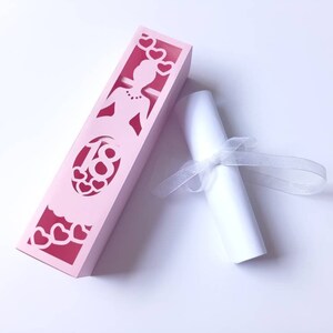 Boîte cadeau chocolatée 18e anniversaire, modèle de découpe pour porte-bonbons princesse, boîte à dragées DXF, boîte à bonbons 18e anniversaire