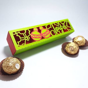 Boîte cadeau chocolatée boule de Noël SVG, fichiers découpés SVG, porte-bonbons, modèle Cricut, boîte à friandises de Noël DXF, boîte à bonbonnière, cadeau de Noël
