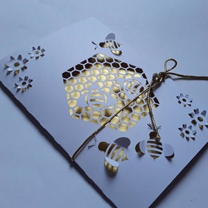 Beehive pop up Card Template, Envelope Svg Honeycomb Pop Up, Papercut, Bee nest, DIY, SVG, Cutting file