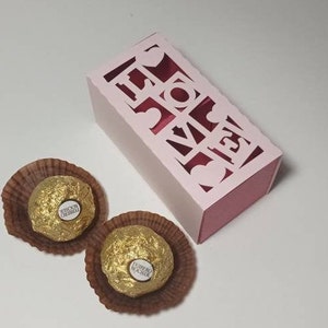 Boîte SVG pour la Saint-Valentin, bloc d'amour, mini boîte à bonbons en chocolat, boîte à dragées Cricut, boîte à bonbonnières, silhouette découpée au laser