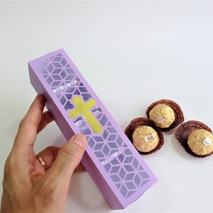 SVG Candy Box Vorlage Kreuz SVG Ostern Taufe Taufe Candy Halter Box Cricut schneiden Datei DXF Silohuette Laser geschnitten