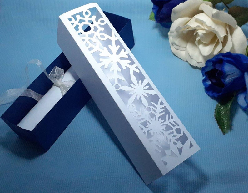 SVG Wedding Invitation Box Snowflakes Cut File Cricut Template Frozen Favor Box dxf Wedding Gift Box Silhouette Cameo image 5