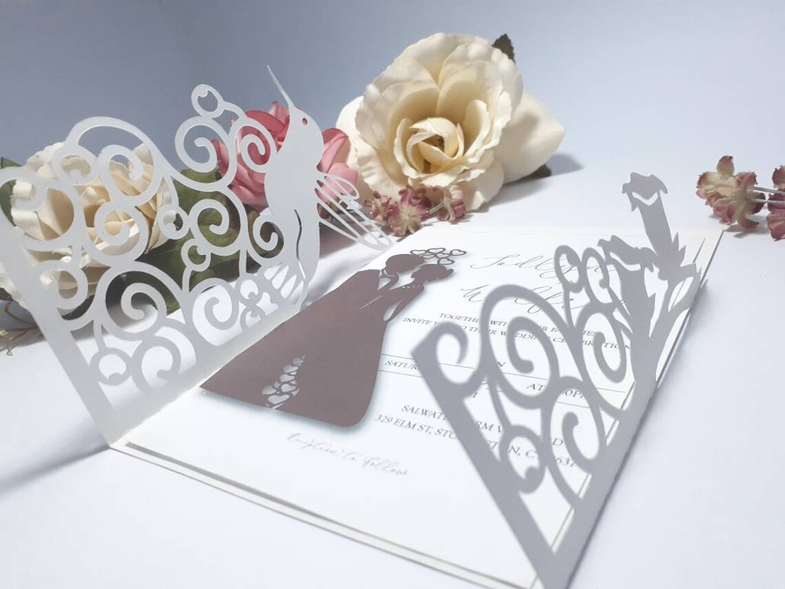 SVG Wedding Invitation Template Gate Fold Hummingbird Wedding - Etsy