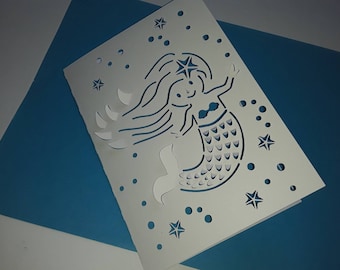 SVG Pop Up Mermaid Card Template Svg Papercut DIY Cricut Cutting File Dxf Silohuette Laser Cut