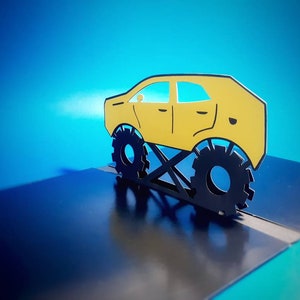 SVG Pop Up Monster Truck Fold Card Template Boy Invitations Svg Cut File for Cricut Fathers Day Card Greeting Cards Dxf Silhouette Laser Cut
