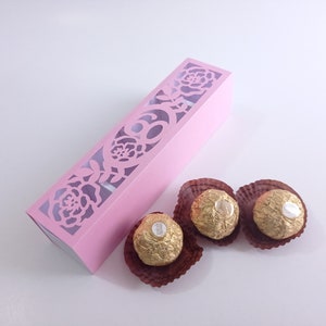Boîte cadeau chocolatée 60e anniversaire, boîte à bonbons rose, modèle Cricut, boîte à dragées 60e anniversaire, fabuleuse boîte à dragées DXF, boîte à bonbons 60e anniversaire
