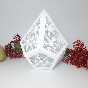 SVG Flocos de neve Centro de mesa congelado Modelo Cricut Lanterna 3D Papel Artesanal Corte Arquivo Modelo DIY Decoração Inverno Congelado Corte a Laser DXF