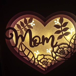 Shadow Box SVG 3D Layered SVG Mom Roses Paper Cut Light Box  Shadow Box Frame 8"x8" Included Cricut SVG Template Silohuette Laser Cut