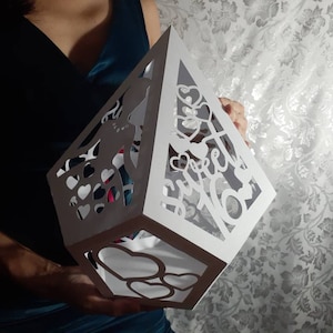 Sweet 16 Kartenbox Vorlage SVG 16. Spardose Geschenkkartenbox DIY Cricut Schneidedatei Umschlaghalter Box Kartenhalter Dxf Silohuette Laser