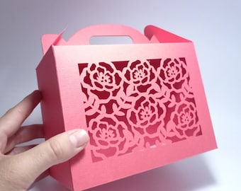 SVG Gable Box Rose  DIY Cutting File svg cricut Silohuette Cameo Laser Cut Gift Box