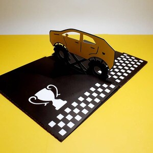 Modèle de camion monstre pop-up SVG à trois volets, invitations pour garçon, fichier découpé SVG pour cartes de vœux Cricut, DXF, Png, silhouette, découpe laser, fête des pères