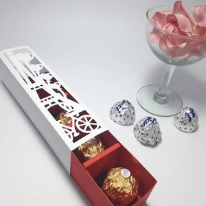 SVG Cut File Chocolate Gift Box Eiffel Tower  Candy Holder Cut File Cricut Template Wedding Favor Box dxf Bonbonniere Box Valentine's Day